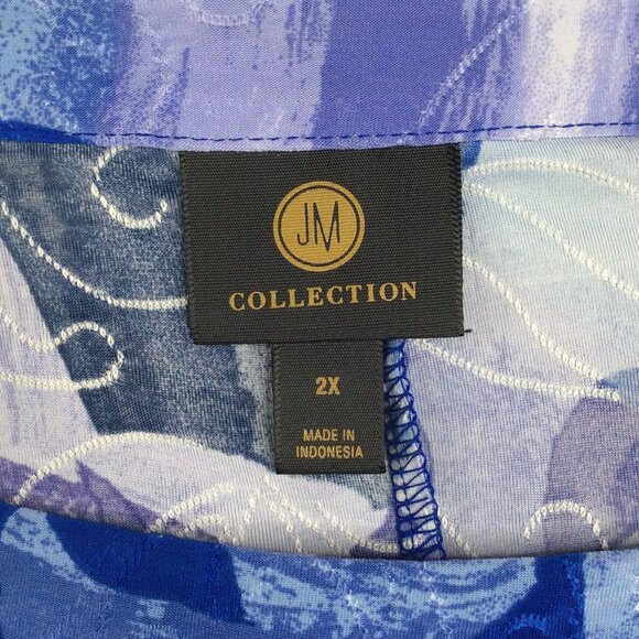 JM Collection Stretch Knit Top Womens Plus Size 2X Purple 3/4 Sleeve Side Tie - Picture 2 of 7